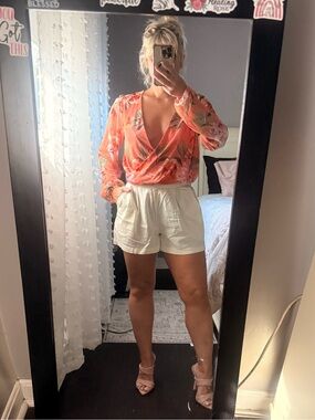 Windsor Floral Wrap Blouse with Deep V-Neck
